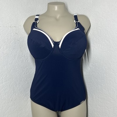 Sunflair One Piece Swimsuit 14F Navy Blue No Padding Underwire Resort Vacation