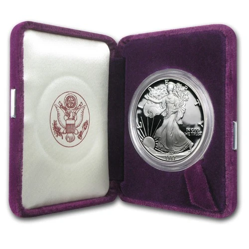 1987-S 1 oz Proof American Silver Eagle (w/Box & COA)