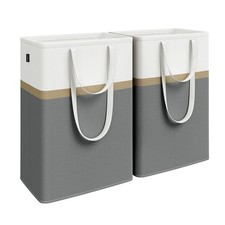 Image of Laundry Basket 75L Waterproof Foldable Hamper With Handles Set Of 2 Space Saving