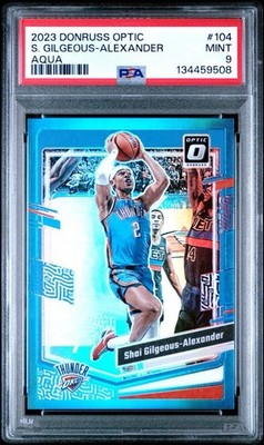 2023 Panini Donruss Optic Shai Gilgeous-Alexander #104 Aqua Prizm /249 PSA 9