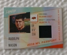 Mason Rudolph Rookie Jersey Relic 2018 Panini Prestige NFL Passport #PP-MR