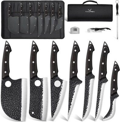 Butcher Knife Set for Meat Cutting, 7PCS Professional Serbian Chef Knife Set ...