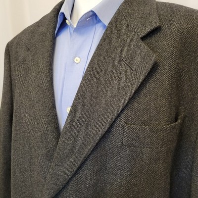JP Tilford by Samuelsohn overcoat mens 46 Tall 28 sleeve herringbone virgin wool