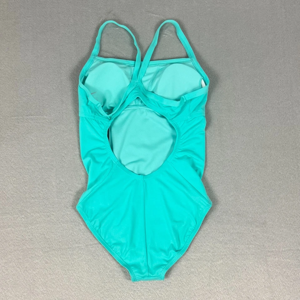 Nike Womens Racer Back One-Piece Swimsuit NESSB390-318 Aqua Blue NEW - Image 4 of 4