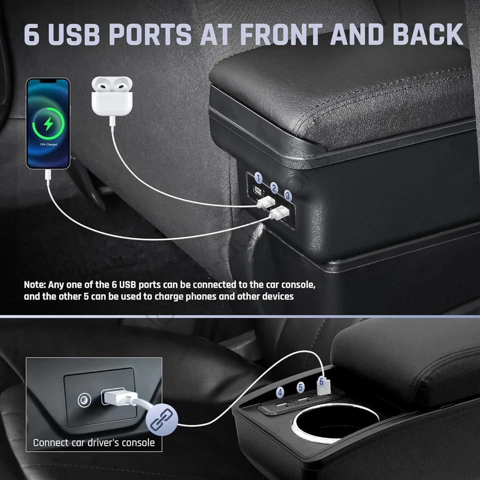 New 2004-2006 Toyota bB Scion xB Center Console Armrest Box with 6 USB Ports Foto 3 de 4