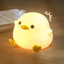 LED Cute Bean Duck Night Light, DoDo Duck Silicone Nursery Night Light Squish...