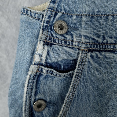Vintage Y2K Gap Latzhose Herren Medium Denim Carpenter Workwear Distressed Jeans - Bild 6 von 24