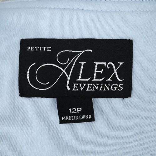 Alex Evenings Suit Petites 12P Blue Open Jacket Lined Sequin Sheath Dress Formal - Picture 3 of 24