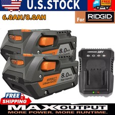 1-2PACK For Ridgid 18V R840085 8.0Ah Lithium-ion Battery /Charger 18Volt R840087