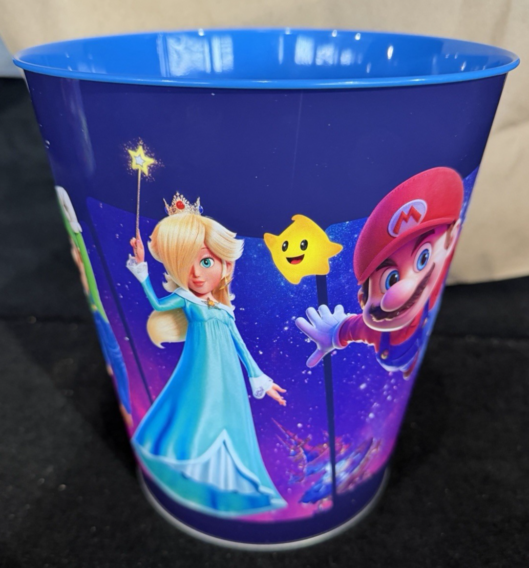Super Mario Galaxy Movie Theater Tin Blue Popcorn Bucket Bowser