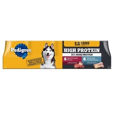 High Protein Wet Dog Food Variety Pack Beef Lamb Chicken Turkey in Gravy 12 Cans
