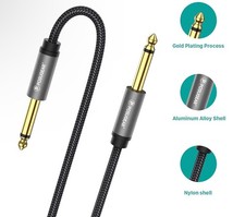 POSUGEAR Guitar Cable, 2M 6.35mm 1/4" to 6.35mm 1/4" Instrument Mono Audio Cable