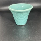 Vintage Shawnee Pottery USA Turquoise Daisy Planter 3" Teal Aqua Crack