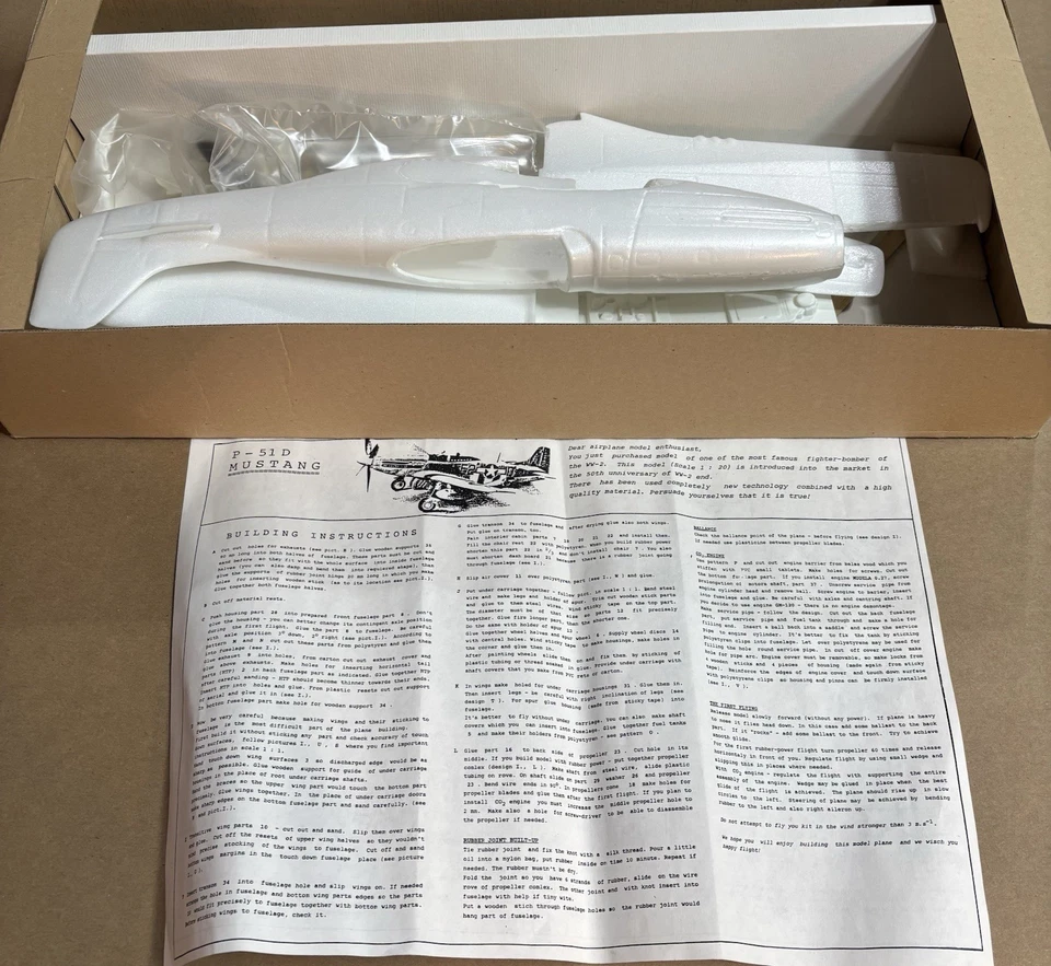 New In box Flying Styro P51 Mustang 1/20 Scale. - Image 3 of 4