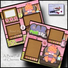 Baby car seat ride girl  2 premade scrapbook pages paper layout by cherry 0354