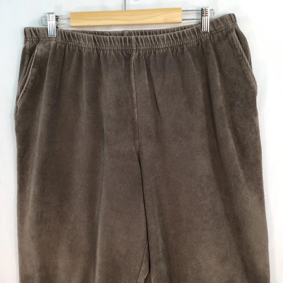 Pantalones Lands End Talla XL Marrón Chocolate Pana Cintura Elástica Bolsillos Foto 3 de 4
