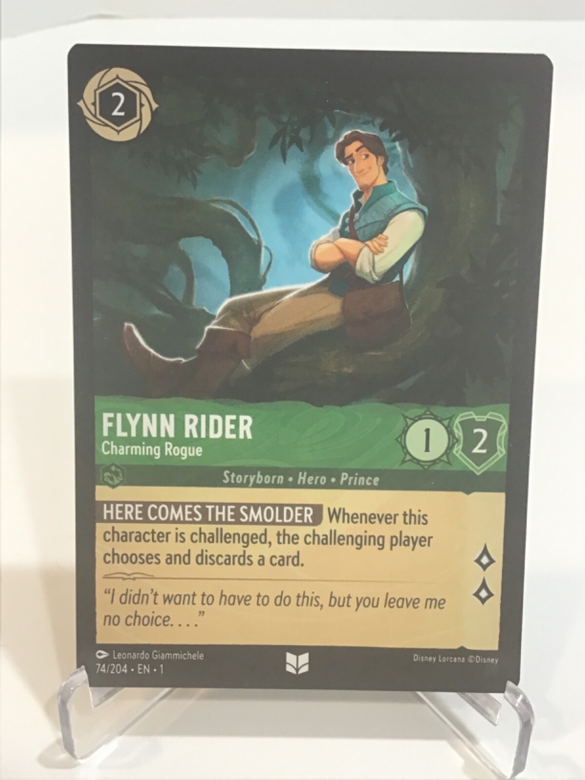 Disney Lorcana FLYNN RIDER Charming Rogue Uncommon 74/204. Mint/NM. Pack Fresh