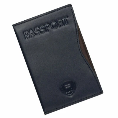 Alban Slim Passport Holder NAVY BLUE RFID Blocking with POCKET Slot in Back