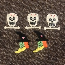 Plastic Canvas Halloween Witch Skull Magnets