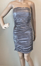City Triangles Silver Metallic Ruched Dress Size 8