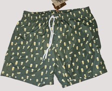  NWT Green Glasses of Beer Print Trunk Bathing Suit Mens SMALL