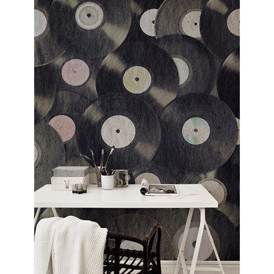 Musical Vinyls mural retro oldshool large wall mural design vintage style
