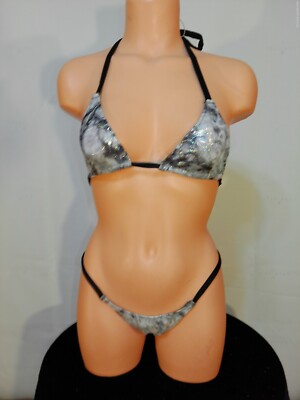 Exotic dancer stripper medium multicolor two piece bikini dance outfit-dancewear