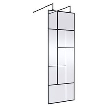 Image of Hudson Reed 700mm Abstract Grid Wet Room Screen 8mm Glass Support Bar & Feet