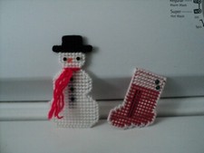 Plastic Canvas Snowman lot of 20  Plastic Canvas Christmas Stocking lot of 6 