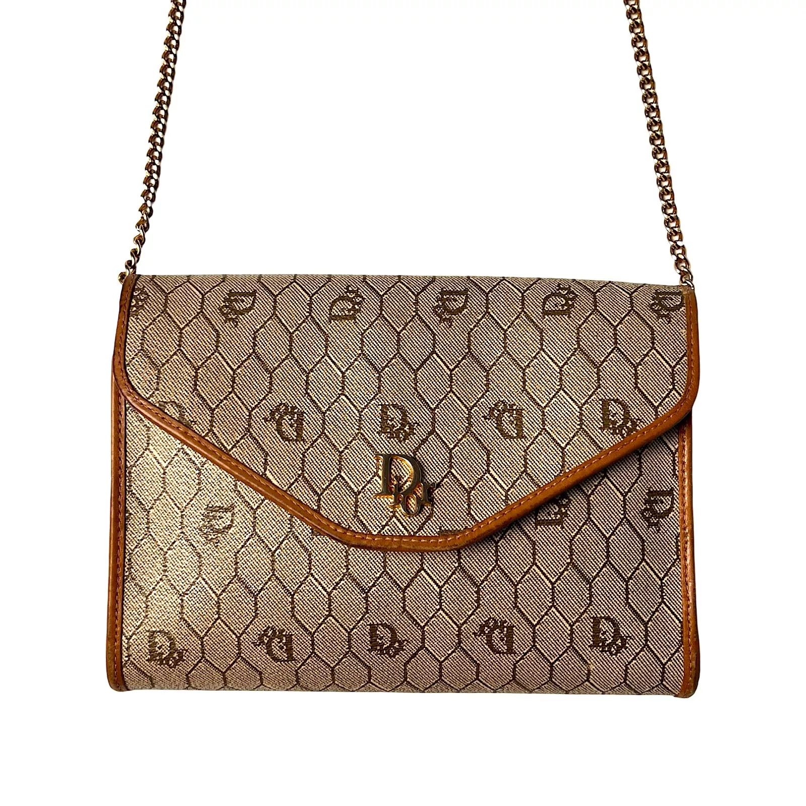 Sac Christian Dior logo épaule bandoulière pochette cuir marron marron marron vintage années 80
