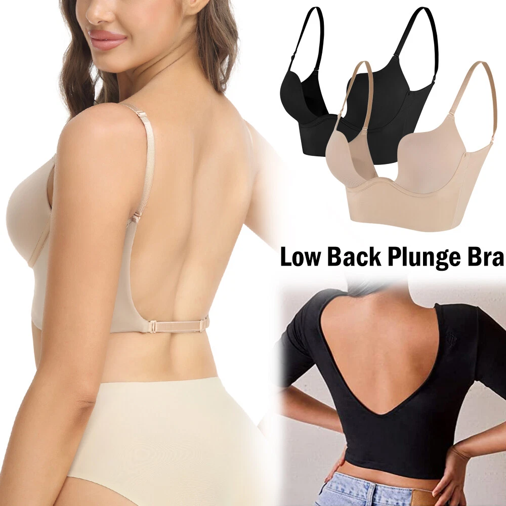 Sexy Push Up Bra Backless Bra Low Cut Deep U Plunge Underwear Invisible  Wedding