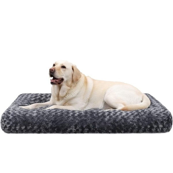 Hundebett Grosse Hunde Waschbar Hundematratze Flauschig 90X60Cm Dunkelgrau-image