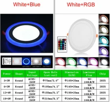Dual Color RGB LED Ceiling Panel Light Recessed Downlight Spot Lamp Ultraslim
