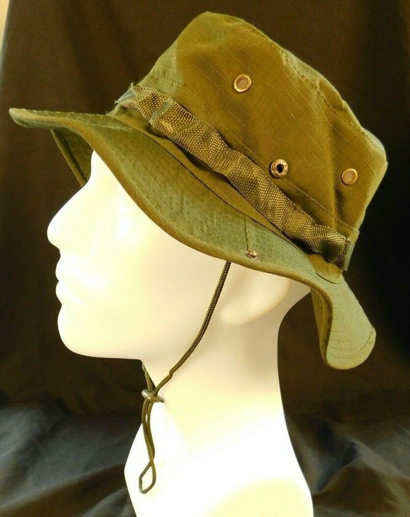 Jungle Hat LARGE Type III Boonie Sun Cap Green Poly/Cotton Jungle Hat LARGE Type III Boonie Sun Cap Green Poly/Cotton