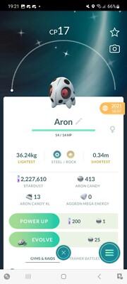 Pokemon Go Shiny Aron (Stufe 1)