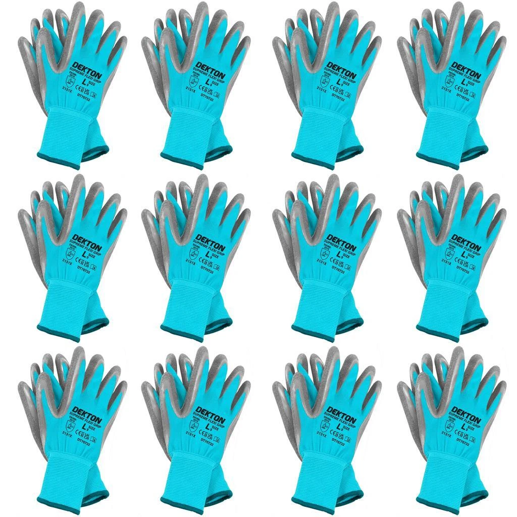 Gants de travail Dekton Latex Coated Supreme Flexi High Grip 1 pièce 6 pièces ou 12 pièces
