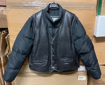 ORIGINAL VINTAGE US SCHOTT 126 GÄNSEDAUNEN LEDERJACKE SCHWARZ EX ZUSTAND!! GR 46