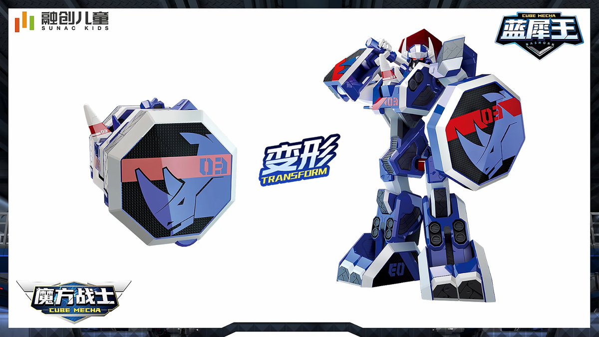 Geo Mecha Beast Guardian Mini NASHORN 03 Blue Rhino Transforming