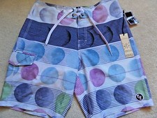 NWT Men's Ezekiel 'Boondock Blue' Stretch Deco Boardshorts ER132061N Swimsuit 34