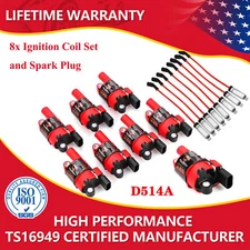 8x Ignition Coil Set and Spark Plug Wire For GMC Chevy Silverado 1500 5.3L 6.2L