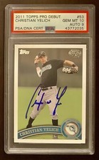 Christian Yelich 2011 Topps Pro Debut Signed RC PSA 10 Gem AUTO 9