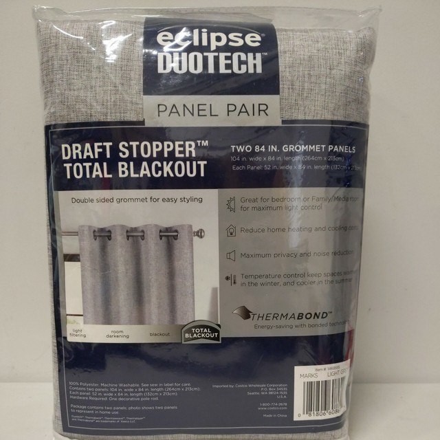 Eclipse DUOTECH Total Blackout Draft Stopper Panel Light Grey 104"wx84