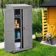 68 In Outdoor Garden Storage Cabinet Metal Top Wood Tall Shed for Backyard Patio