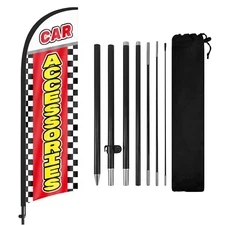 FSFLAG Car Accessories Feather Flag 8Ft with Pole & Ground Stake for Business