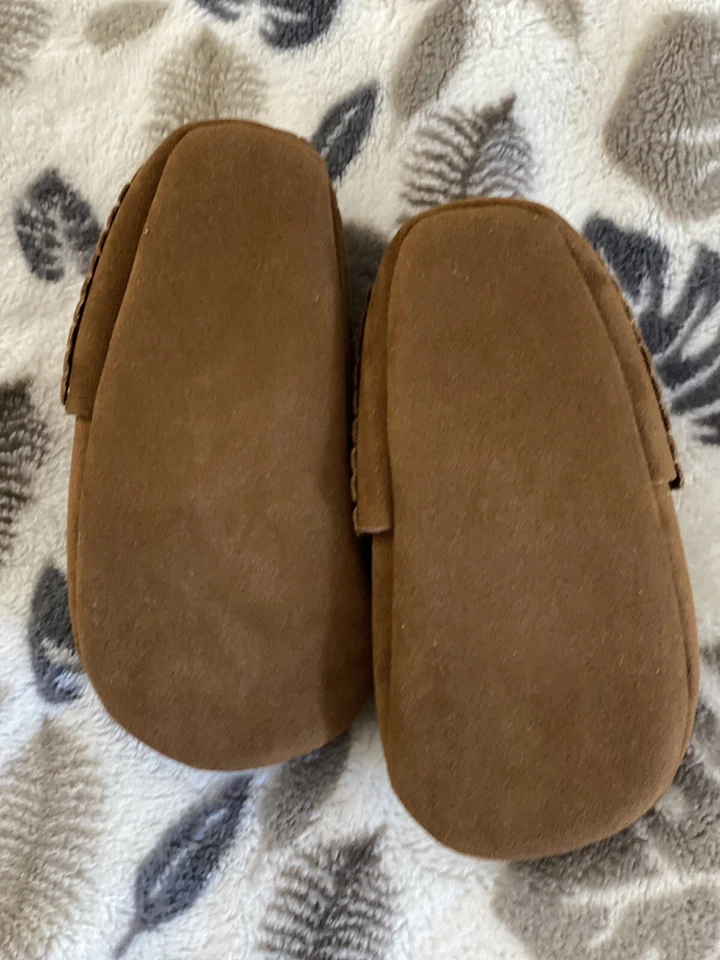 Mocasín de gamuza marrón sin marca para cuna de bebé zapatos para niños pequeños talla L para niños o niñas Foto 3 de 4