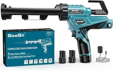 Cordless Caulking Gun 12V Battery Powered Caulk Gun Electric 2*Battery 6 Speeds