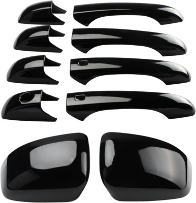 Black Mirror +Door Handle Covers Set For Jeep Grand Cherokee 2011+ Dodge Durango