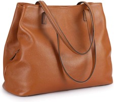 S-zone Women Soft Genuine Leather Handbag Large Capacity Shoulder Hobo Brown 