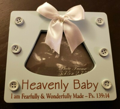 Blue Heavenly Baby Photo Frame - In Loving Memory Frame - PS.139:14 Inscription