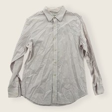 Banana Republic Dress Shirt Mens 16-16.5 Button Up Pink Stretch Slim Fit Striped